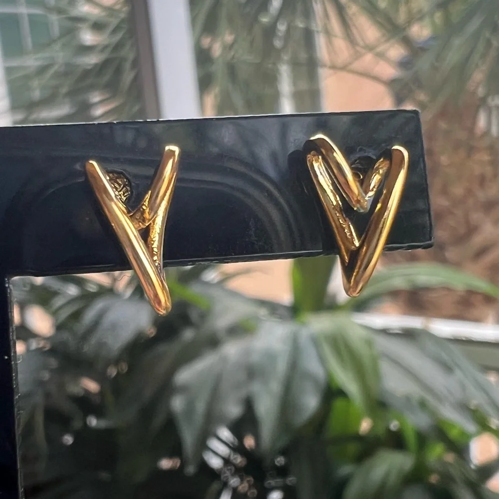 Gold Hearts Stud Earrings